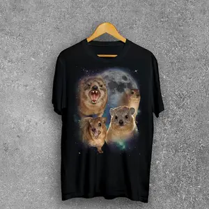 90s Retro Hyraxes Moon T-shirt, Screaming Hyrax Meme Shirt, Funny Shirts, Rock Hyrax Lover Gift, Silly Tshirt, Brain rot clothes, Awawa Tee DN8