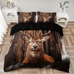 3pcs Forest Animal Deer High-Definition Digital Print Bedding Set, Home Comfort Three-Piece Sheet Set, Ca Prop 65 Compliant