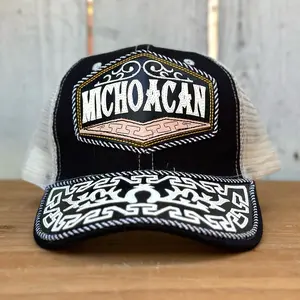 Black Michoacan Artisan Cap for Men - Mexican Handcrafted Caps