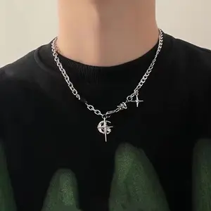 Necklace Sapphire Star Pendant Hip-Hop Street Style Clavicle Chain Unique High-End Design Latina Accessories for Fashion Enthusiasts Comfortable