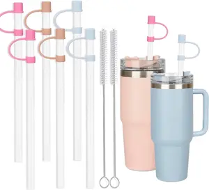 6 Straws with Cover Cap for Stanley 40Oz Tumbler Replacement, Reusable Straw with Stopper Tips, Perfect for Stanley Cup with Handle H2.0, 14, 20, 30, 40Oz Accessories Jetstop