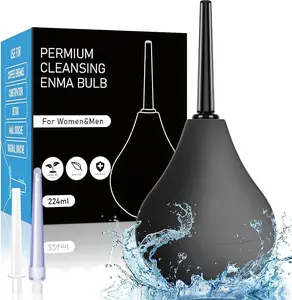 Douches for Men Anal Douche Kit - Enema Bulb for Fecal Impaction,Enema Douche with 3 Nozzle,Reusable Anal Cleaner Enema Bulb for Colon Cleansing,Constipation,Enima Cleanse for Men Women,224ml(Black Body Care Body Care Daily Cleanser