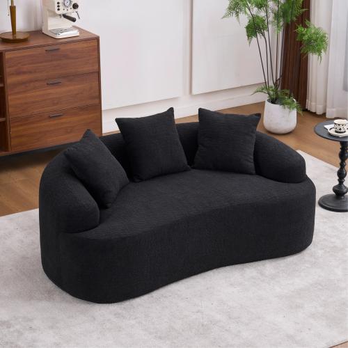 Bellemave LY-025S Curved Loveseat  Full Compression Sponge Sofa, 30D Chenille No-Assembly Compact Sofa for Small Spaces & Apartments, 65"L, 300 lbs, 3 Pillows
