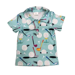 Boy Summer Tshirt Golf Clothes Button Top Summer Clothing