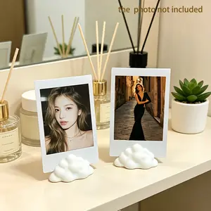2pcs/set Photo Display Stand with Fluffy Clouds - Plastic Picture Frame for Rooms, Office, Cute Desk Organizer Suitable for Photos, Cards, Post-Its, home decor