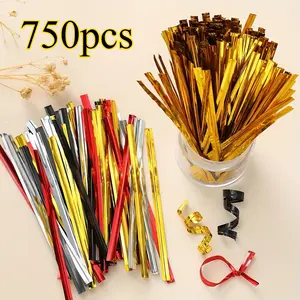 750pcs Cable Tie And Wire Binding Wire/ Golden And Silvery Wire Tie Wire Packaging Sealing Rope/ Bakery Food Bag Candy Gift Bag Binding Rope/ Baking And Gardening Metal Strapping