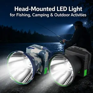 Rechargeable Head-Mounted LED Light, Bright White Headlamp with Sensor Switch and Constant-On Mode for Fishing, Camping, Hiking and Outdoor Work