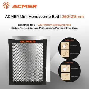 ACMER Stainless Steel Laser Engraving Honeycomb Bed: Cutting area dimensions 220x175 mm, product dimensions 260x215 mm. Equipped with precision measurement scales, suitable for small laser engravers. Precision measurement.
