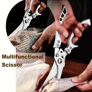 Professional Heavy-Duty Stainless Steel Kitchen Scissors - Ultra Sharp Blades, Ergonomic Non-Slip Handle, Heavy-Duty Construction for Poultry, Meat, Fish