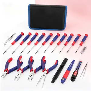 Precision Repair Tool Set, 33-Piece Electronics Toolkit with Pliers Set, Screwdrivers Set, Craft Utility Knife, Tweezers, Portable Pouch for Laptops, Phones, Computer Accessories, Gaming Console Repair, Reusable & Durable Hand Tool Kit.