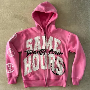 2026 2000s Retro Same Hours Embroidery Zip Hoodie Loose Hip Hop Trendy Long Sleeve Streetwear Sweatshirt