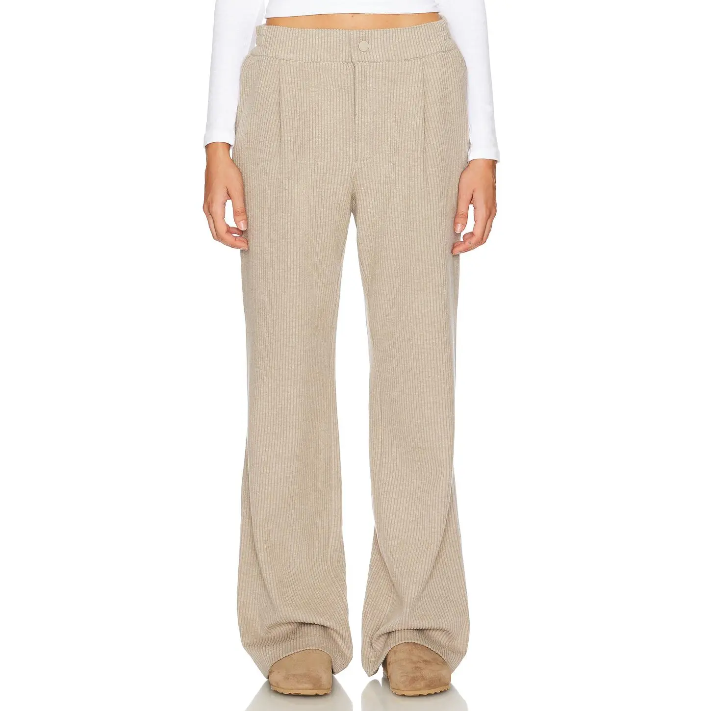 Varley Aberdeen Straight Leg Pant in Taupe Marl