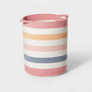 Extra Large Multi Stripe Coiled Rope Storage Bin - Pillowfort