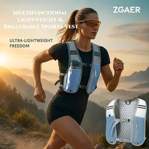 Waterproof Breathable Running Vest Backpack, Multi-Functional Outdoor Cycling Vest with Water Bottle Phone Holder, Lightweight Reflective Sport Vest for Hiking, Marathon, Trail Running, Runners, Jogging Equipment