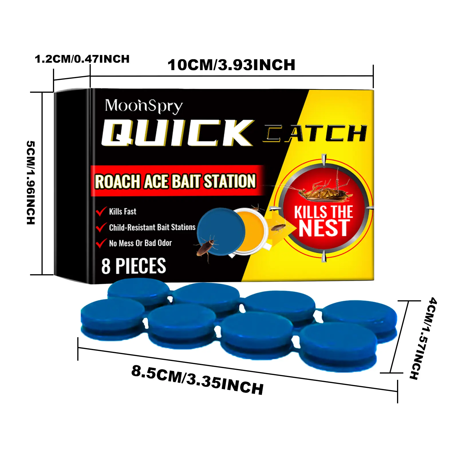8-Piece Pet-Friendly Cockroach Gel Bait Stations - No-Mess Powerful Formula Cockroach Exterminator for Indoor & Kitchen Pest Defense, Indoor Cockroach Exterminator