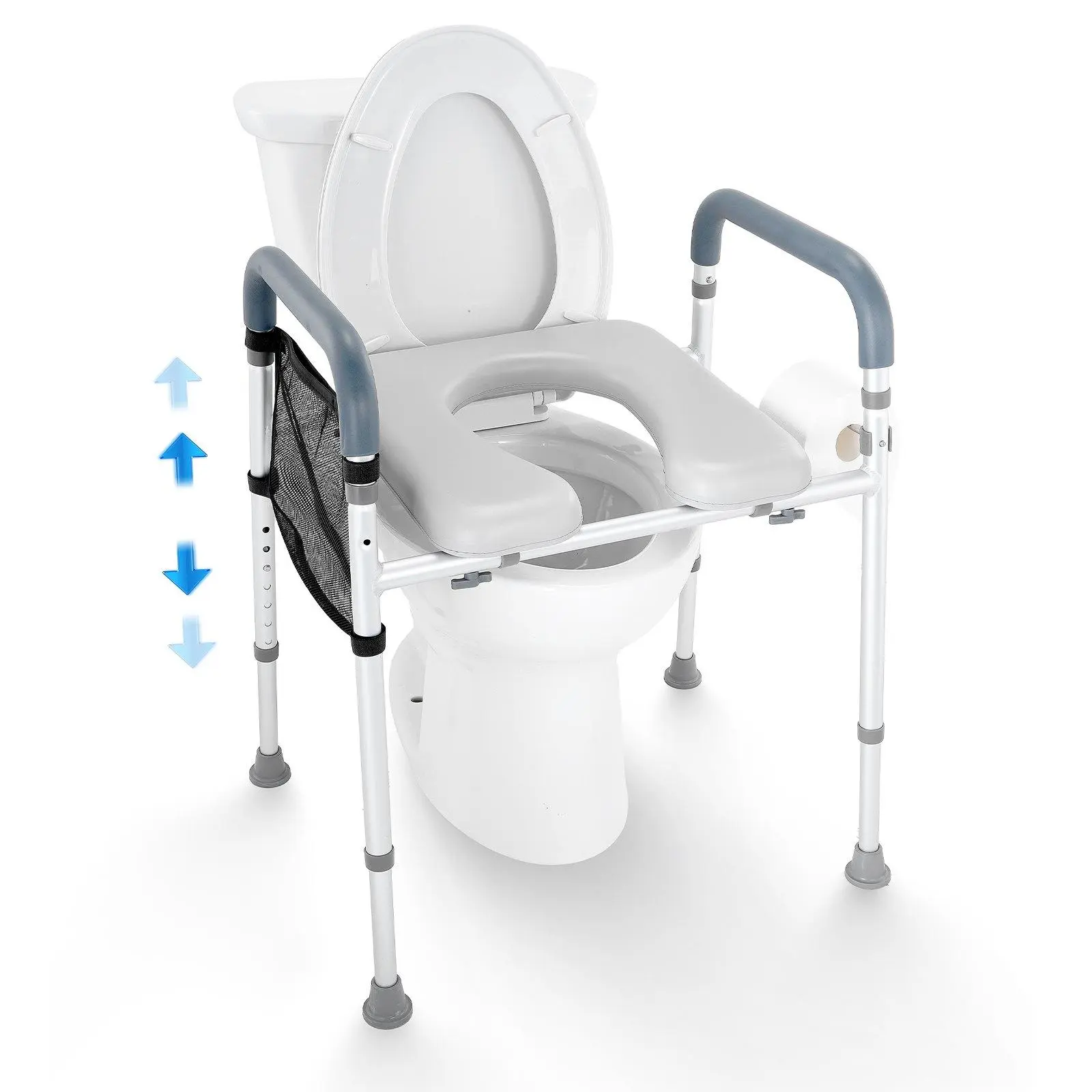 【summerfinds】VEVOR Raised Toilet Seat, 7-Position Height Adjustment 19.3" - 25.2", 350lbs Weight Capacity, with Comfort Padded Aluminum Frame, Universal Toilet Seat Riser, for Elderly, Handicap, Pregnant, Medical, Toilet Accessory, Raised Toilet Seats