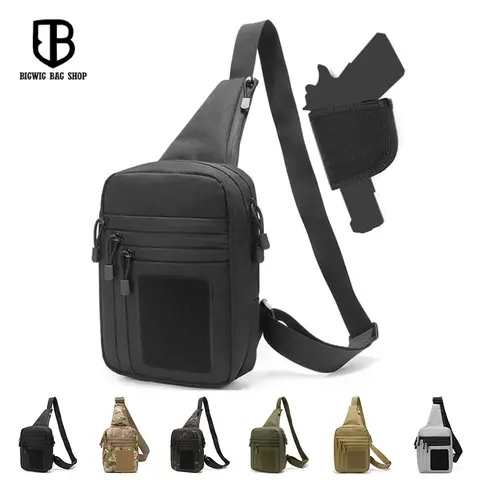 BIGWIG Men's Tactical Outdoor Chest Pack - All Seasons Nylon/Poly Waterproof Oxford Cloth Crossbody Concealed Carry Bag for Adults, 600D Polyester, Stand-Up Strap, Multi Pockets, Silent 2-Way Zippers, Versatile