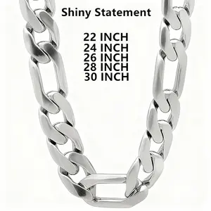 925 Silver Plated Necklace Classic 12MM Cuban Chain 22-30 inches Gift High Quality Fashion Necklace Western Lifestyle Men's Chain Necklace