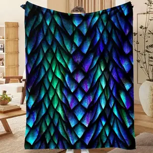 Dragon Scale Fantasy Blanket Three Color Design Ultra Soft Flannel Fabric Unique Textured Surface All Season Comfort Perfect For Sofa Bed Office Travel Use Durable Machine Washable Material Maintains Quality decor blanket