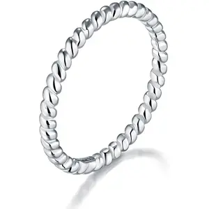 925 Sterling Silver Ring, Twisted Eternity Band Stackable Rings 2mm Size 4-12 claddagh