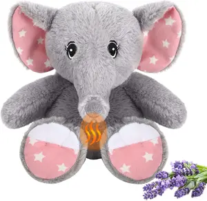 IKASA Microwavable Elephant Stuffed Animal with Lavender Scent Aromatherapy 12 Heating Plush Toys Heat Aroma Scented Animals Warmers Therapy Soft Cozy Warmable Heatable Therapeutic Pack