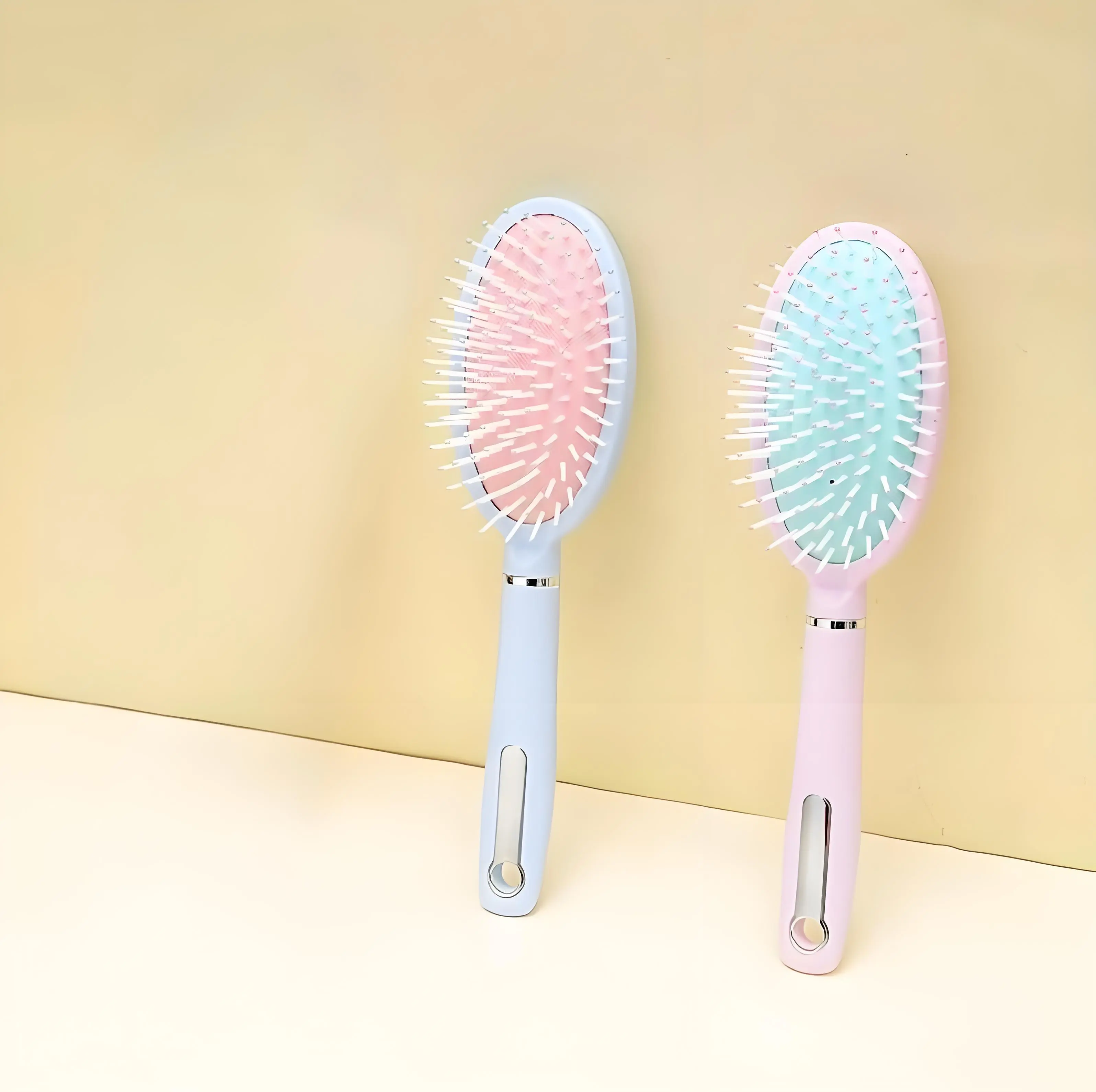 Blue Hairdressing Comb for Women - Anti-Static Massage Cushion Dual-Purpose Rolling & Straightening Tool for Curly & Smooth Hair - Portable Home & Travel Friendly Design