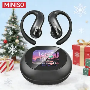 MINISO MS188 LCD Wireless Bluetooth Earbuds,OWS Open Ear Headphones with Mic,Full Color Display Charging Case Headsets, Earphones with Earhooks  Christmas gifts