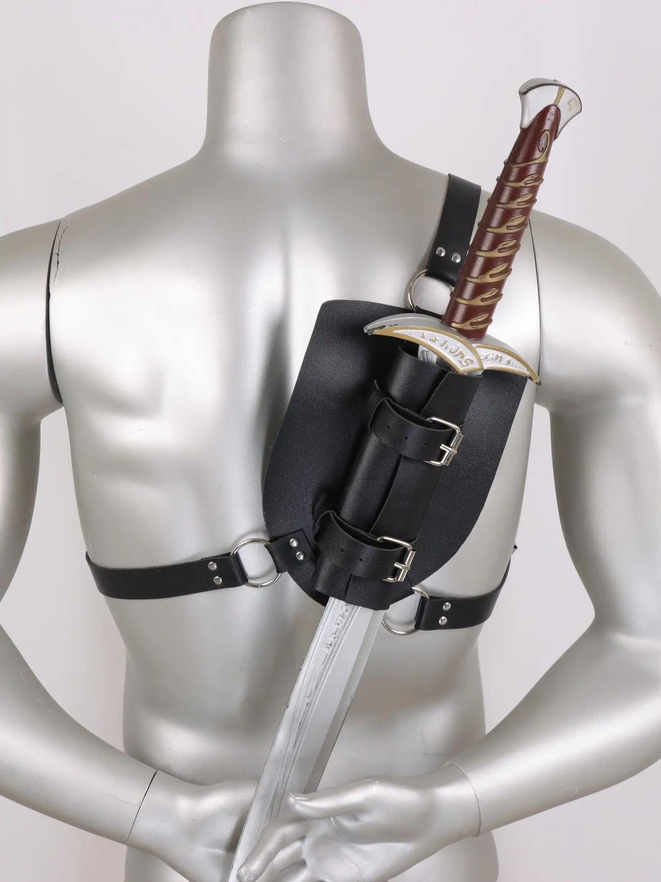 Medieval Viking Role-Playing Sword Belt Sheath, Halloween Larp Cosplay Costume Accessory, Costume Prop, PU Fabric, All Seasons, Casual Style, 00No Sword Included