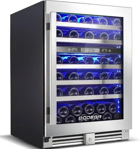 BODEGA 24 Inch Wine Cooler,56 Bottle Wine Refrigerator Dual Zone, Built-In and Freestanding Wine Fridge,with Quick and Silent Cooling System for Red, Rose and Sparkling Wines,Stylish Look