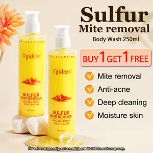 Buy 1-Get 1 Free!Tgideas All-in-One Sulfur Body Wash & Shampoo 250ml - Clear Skin, Gentle Formula, Organic Ingredients, Anti-Acne, Mite Removal, Deep Cleansing for Men & Women Cleanser Scent