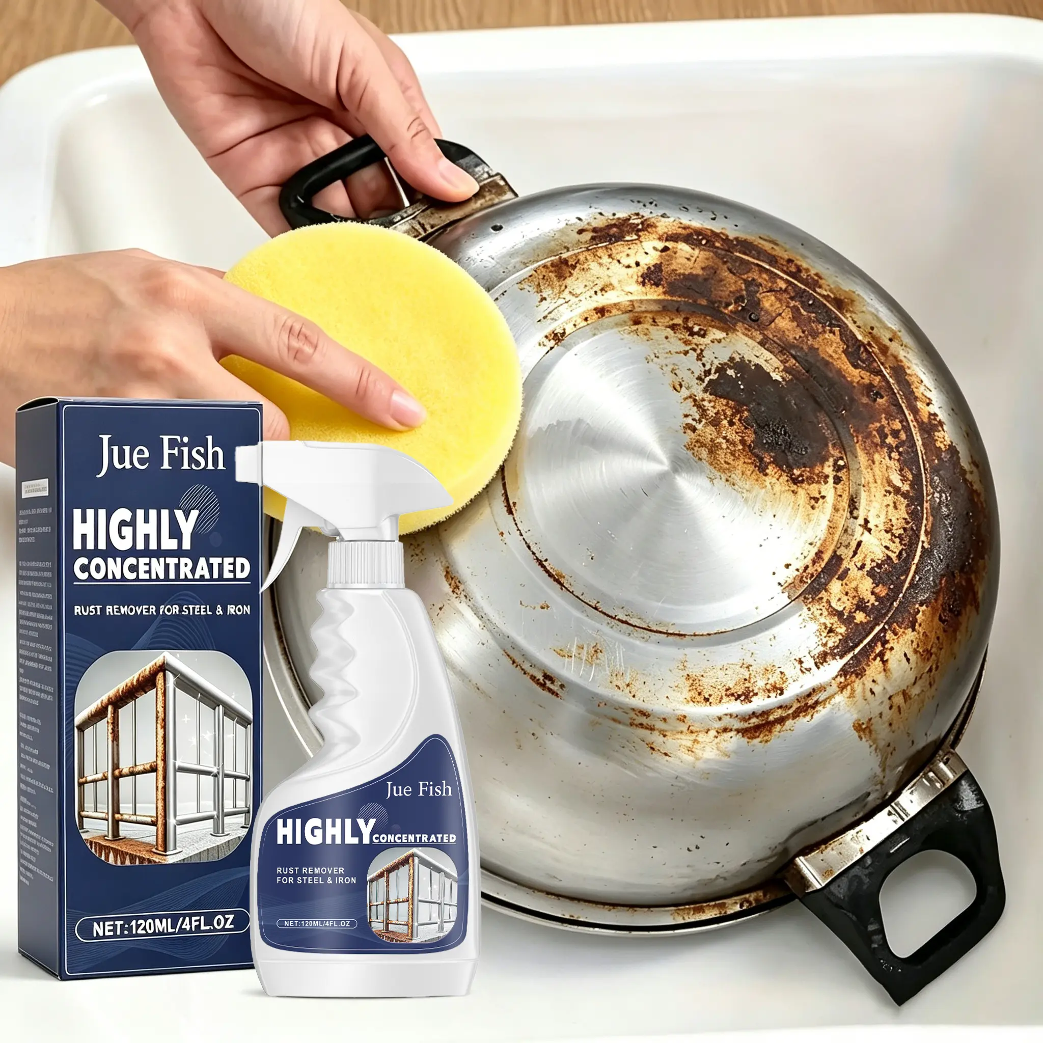Stainless Steel Cleaner and Polish Spray 4oz, Effective Rust Grease Fingerprint Grime Remover, Multipurpose Cleaning Solution for Kitchen Sink Metal Cookware Household Metal Utensils