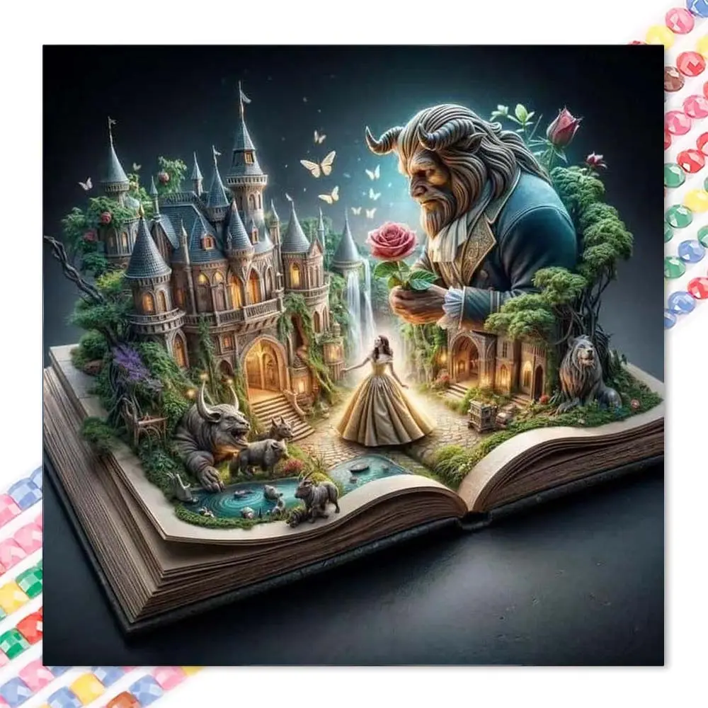 1 set DIY Craft diamond painting kit, 5D diamond art set, DIY decoration castle, butterfly, book. Mosaic, diamond art, DIY art home decoration, suitable for Christmas.