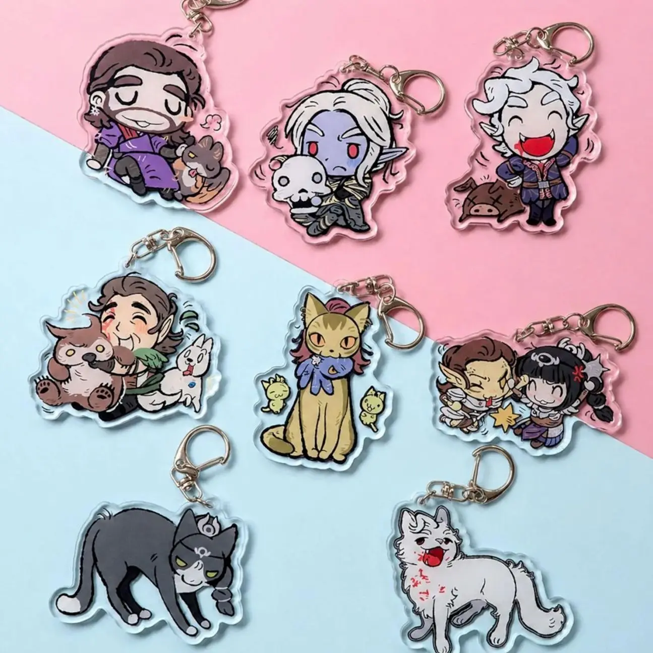 8 ops Baldur's Gate 3 Acrylic Keychain, Bag Charm, Backpack Pendant, Car Keys Accessory Gift