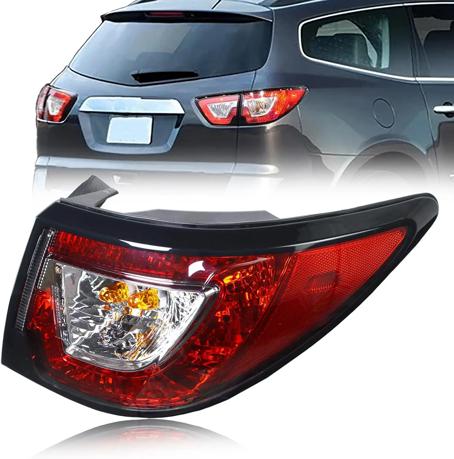 Halogen Tail Light Right for Chevy Traverse 2013-2017| Passenger Side, OE 84266020, Plug-and-Play, Brake & Turn Signal, Outer Tail Lamp, Halogen Non-LED, Fits 2013-2017 Traverse