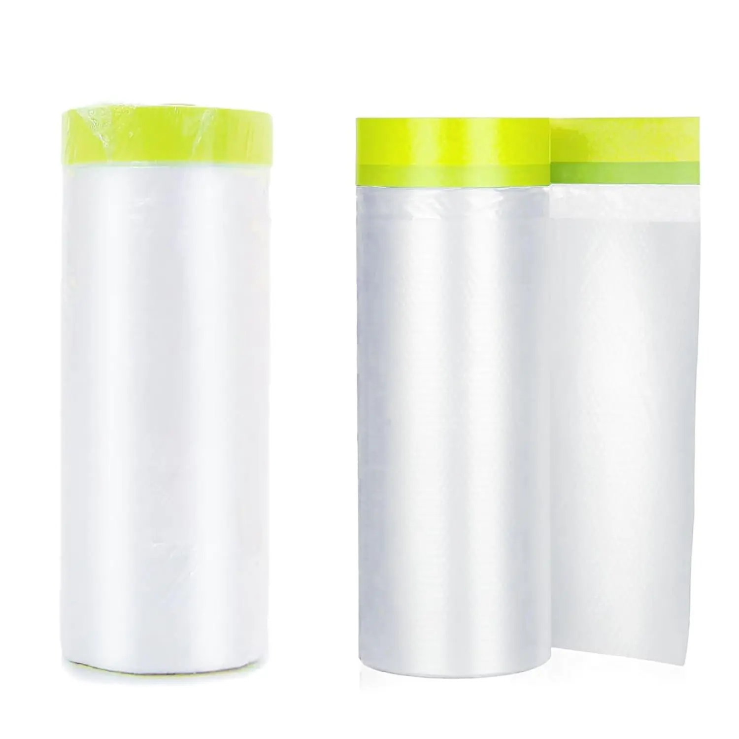 Pre-Taped Masking Film 2 Rolls 59" x 66' Automotive Painters Tape and Plastic Painting Film for Covering  Walls Windows and Floor Furniture Protection