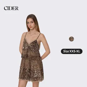 Cider Vintage Night Out Leopard Print Dress for Club Party, Sexy Chiffon Mini Dress, Ladies Sweetheart Sundress, Summer Concert Outfits, Lady Gowns SummerFinds
