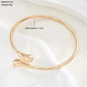 Simple Metal Geometric Opening Arm Bracelet for Women Fashion Metal Waterdrop Adjustable Cuff Bangle Party Jewelry Accessories
