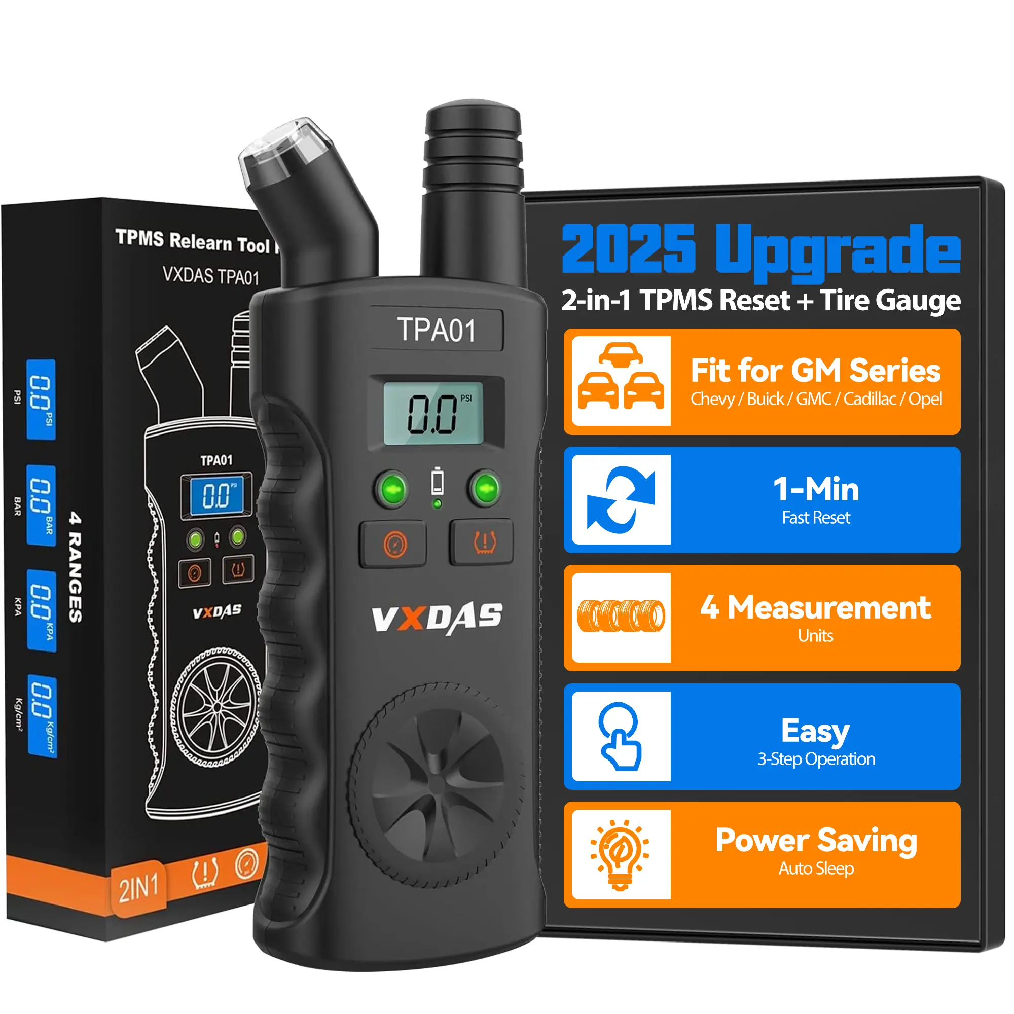 [For GM Vehicles]VXDAS TPMS Relearn & Sensor Reset Tool for GM Vehicles, 150 PSI Digital Tyre Pressure Tester, Cordless Tire Inflator Car Tools, Auto Parts Accessories for Buick Chevy Cadillac Opel, Home DIY Car Accessories fathersdaygift