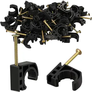 50/100/200 Pack 1/2" Half Clamps J-Hook with Nails Set, J Clamps for PEX, Copper, CPVC Tubing Connections (1/2", 50 count)