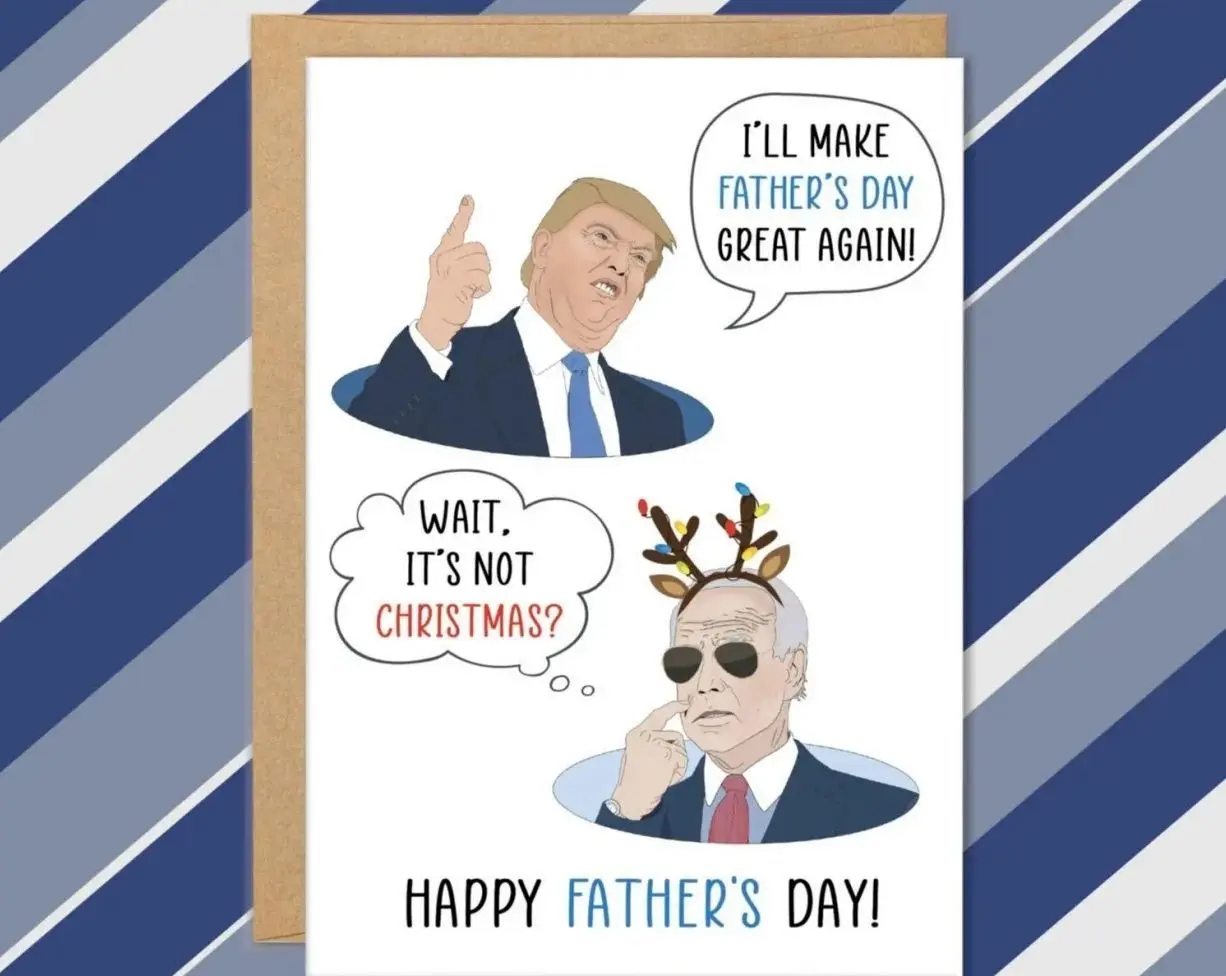 Funny Donald Trump vs Joe Biden Father's Day Card, Political Humor Card for Dad, Funny Husband Greeting Card with Envelope, Gift from Wife