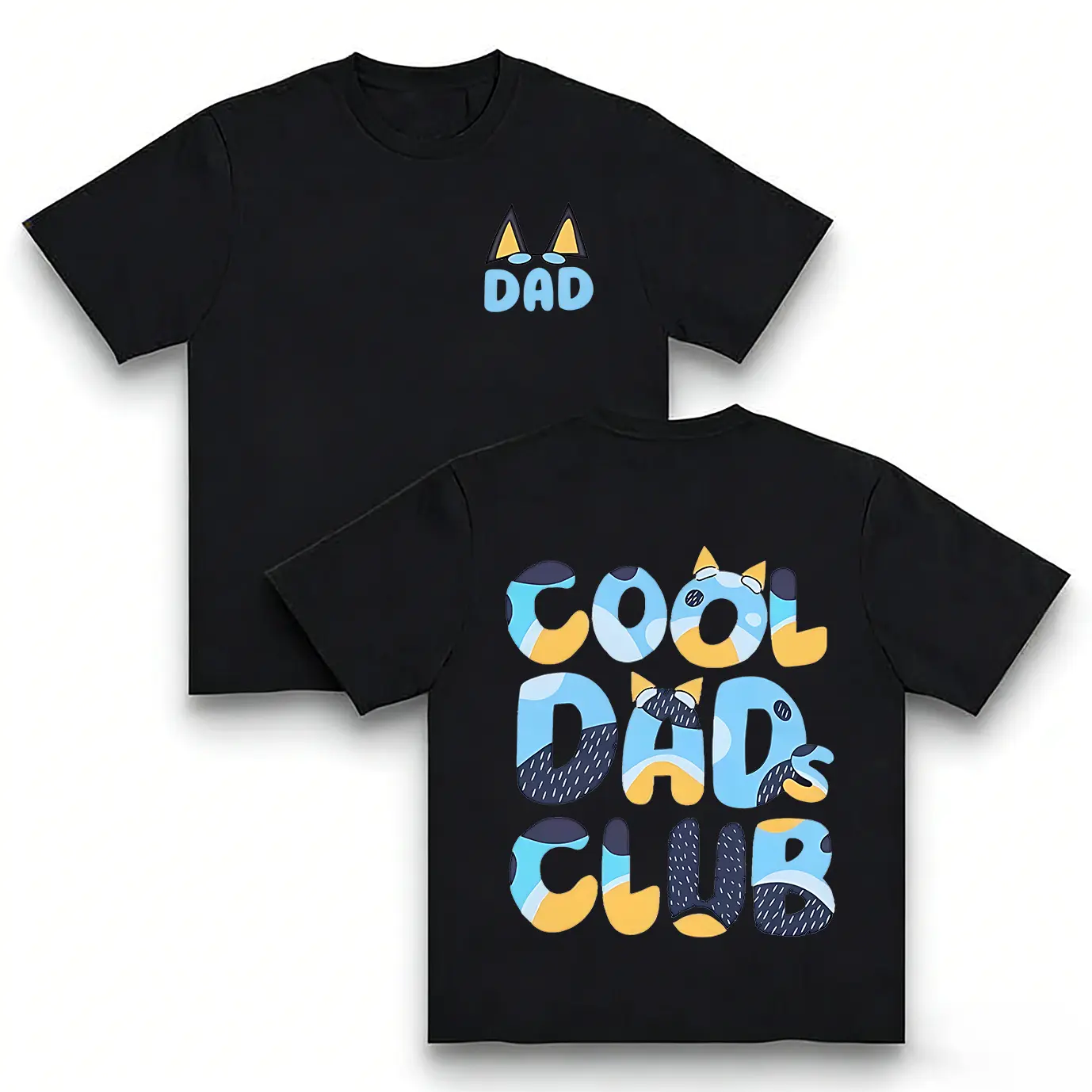 Oversized Graphic Tee for Men, Cotton Shortsleeve Round Neck Streetwear Top with Funny Cool Dads Club Double-Sided Print, Menswear