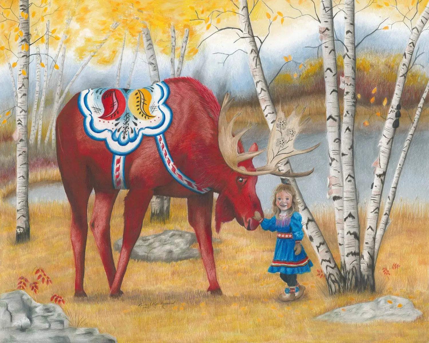 Original: "Dala Moose" Original Colored Pencil Artwork by Rachael Koppendrayer
