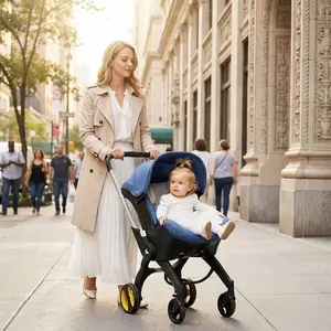 Lightweight Travel Stroller for Newborn - 2-Way Reversible Infant Pram, One-Hand Fold & Compact Storage, Adjustable Canopy, Easy Fold for Daily Outings