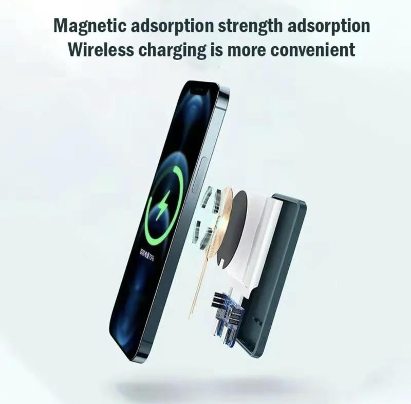10000mAh MagneticWirelessPower Bank- Must-HaveFastCharging iPhone Charger, Travel-Friendly & On-the-Go PortableBatteryfor Daily Use，black，white，pink