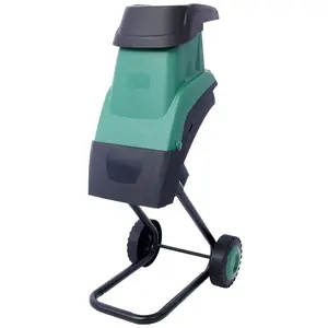 Hdmw 15Amp  Electric Wood Chipper/Shredder with Wheels Electric Garden Shredder Portable Chipping Width Collection Bag, Double Sided Blade System, Auto Shut-Off Green