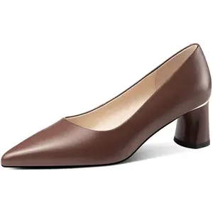 Genuine Leather Pointed Toe Handmade Cone Heels Women'S Pumps Shoes