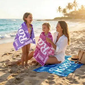 Personalized Beach Towels for Kids Custom Beach Towel with Name Microfiber Super Soft Quick Dry Customized Beach Towels for Travel Pool Vacation Personalized Easter Gifts for Kids-Pink20" × 50"