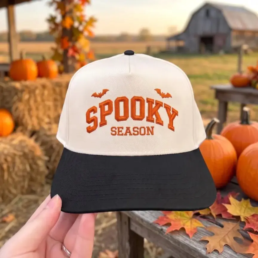 Halloween Town Embroidered Hat, Funny Spooky Season Two Tone Cap, Trick Or Treat Cosplay Gif For Her/Him