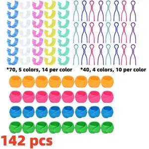 142 Pack Sewing Spool Organization Set, Including 32 Silicone Spool Covers, 42 Plastic Spool Holders, and 70 Transparent Colored Spool Clips, Suitable for Amateur Enthusiasts of Home Sewing and Creating Exquisite Embroidery