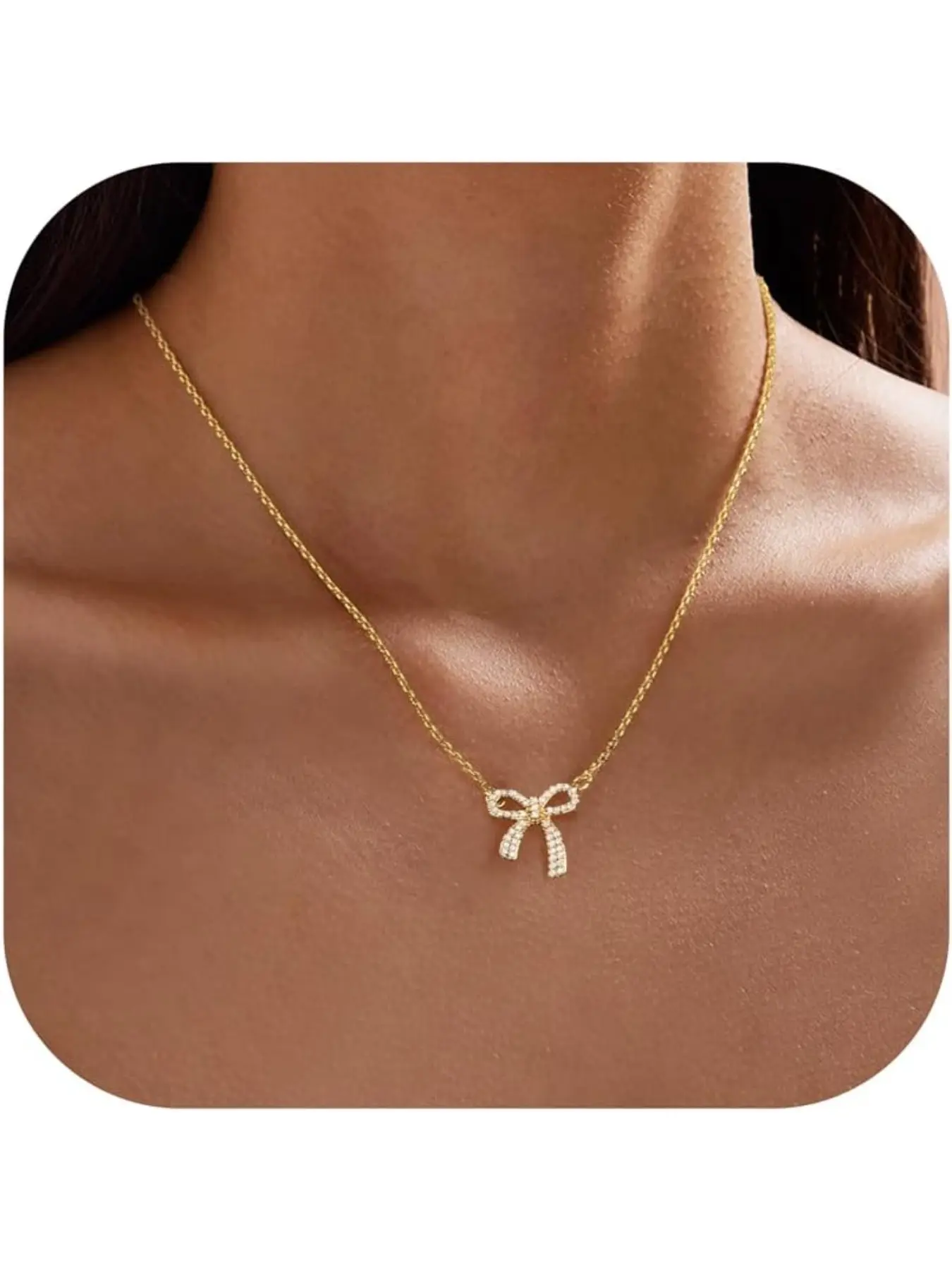 Gold Bow Necklace for Women Girls Bowknot Dainty Minimalist Pendant Choker Necklace Basic Chokers Gold Plated Chain Necklaces for Women Fashion Jewelry Gifts Fashionable Jewelry Accessories